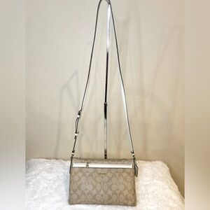 Coach Leather Crossbody Bag in Signature Canvas